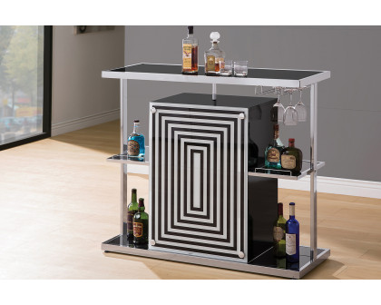 Coaster - 2-Tier Bar Unit in Glossy Black/White