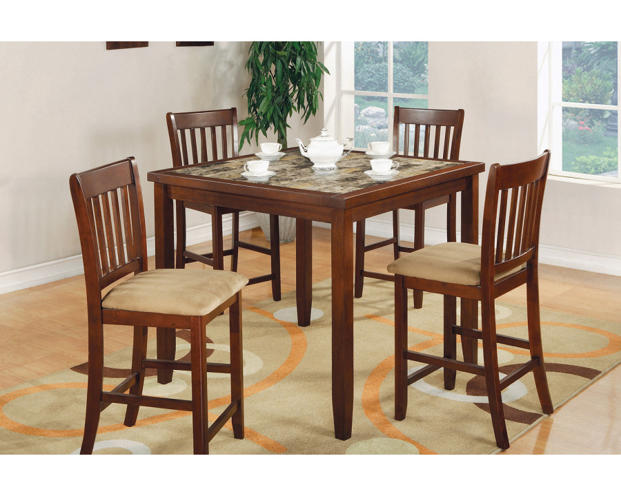 Coaster - 5-Piece Counter Height Dining Set in Red Brown/Tan