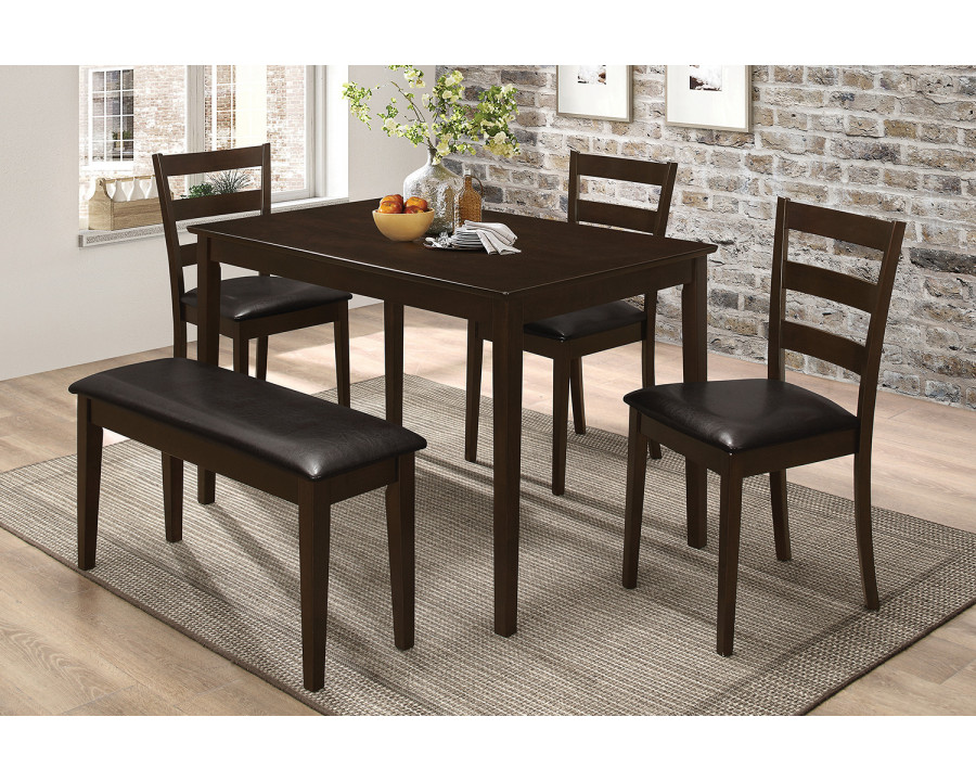 Coaster - 5-Piece Dining Set With Bench in Cappuccino/Dark Brown