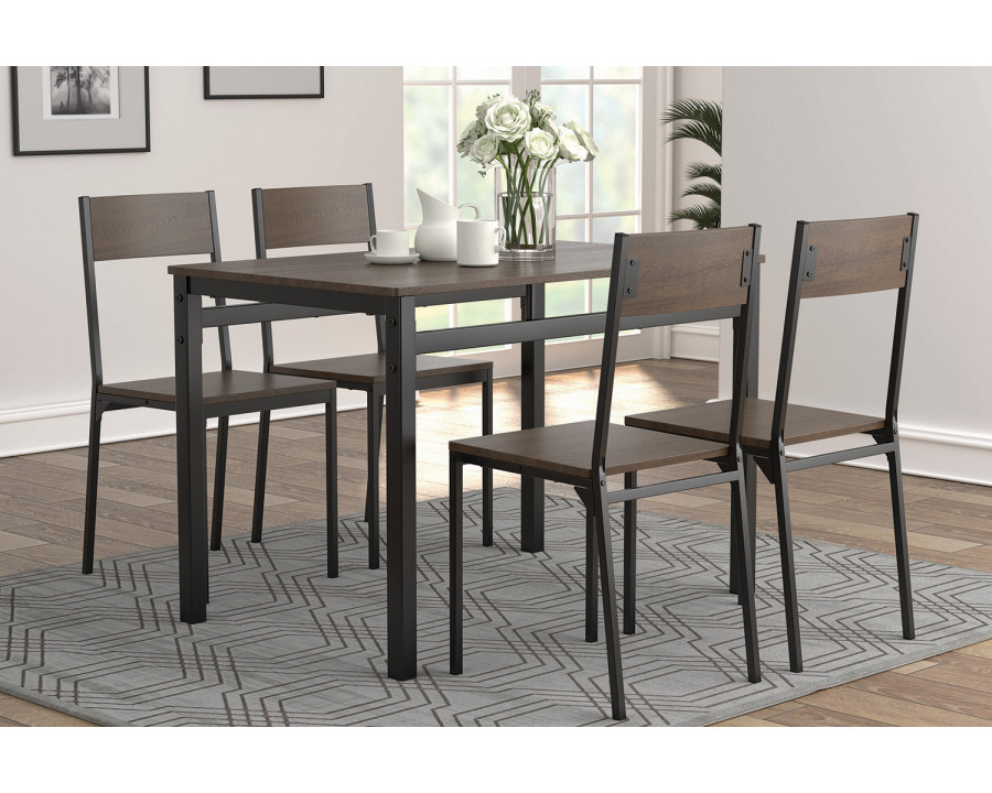 Coaster - 5-Piece Dining Set in Ark Brown/Matte Black