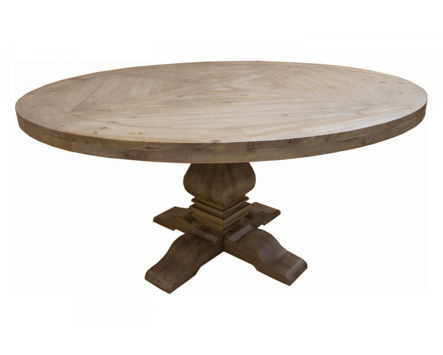 Coaster - Florence Round Pedestal Dining Table in Rustic Smoke