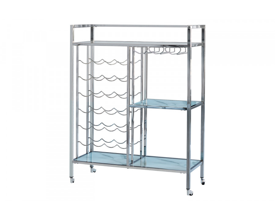 Coaster - Glass Shelf Serving Cart With Casters in Chrome