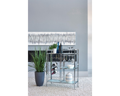 Coaster - Glass Shelf Serving Cart With Casters in Chrome