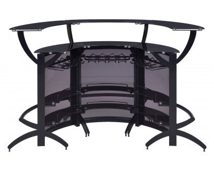 Coaster - 3-Bottle Wine Rack Bar Unit in Smoked/Black