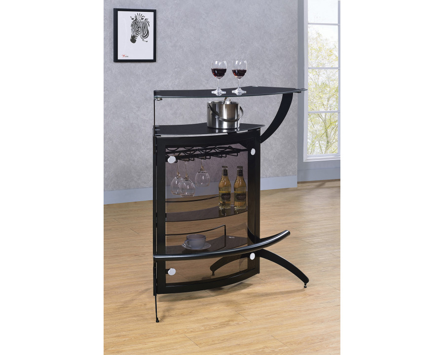 Coaster - 3-Bottle Wine Rack Bar Unit in Smoked/Black