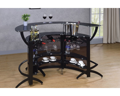 Coaster - 3-Bottle Wine Rack Bar Unit in Smoked/Black