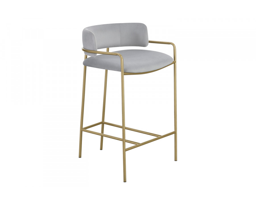 Coaster - Upholstered Low Back Stool 182159 in Gray/Gold