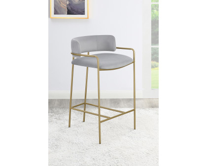 Coaster - Upholstered Low Back Stool 182159 in Gray/Gold