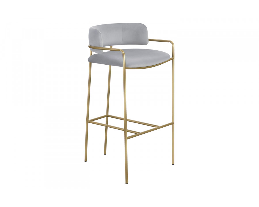 Coaster - Upholstered Low Back Stool 182160 in Gray/Gold