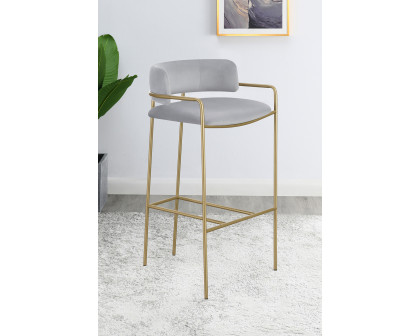 Coaster - Upholstered Low Back Stool 182160 in Gray/Gold