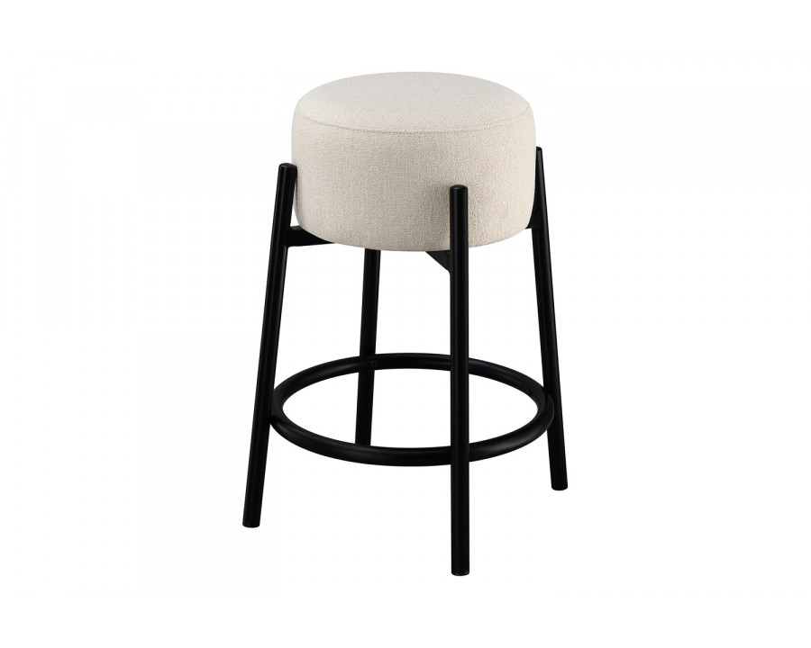 Coaster - Upholstered Backless Round Counter Stools (Set Of 2) in White/Black