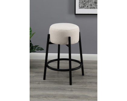 Coaster - Upholstered Backless Round Counter Stools (Set Of 2) in White/Black