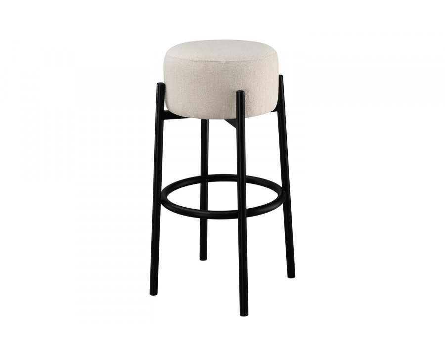 Coaster - Upholstered Backless Round Bar Stools (Set Of 2) in White/Black