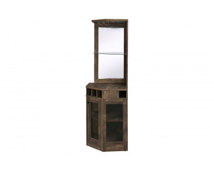 Coaster - Corner Bar Cabinet With Stemware Rack in Rustic Oak