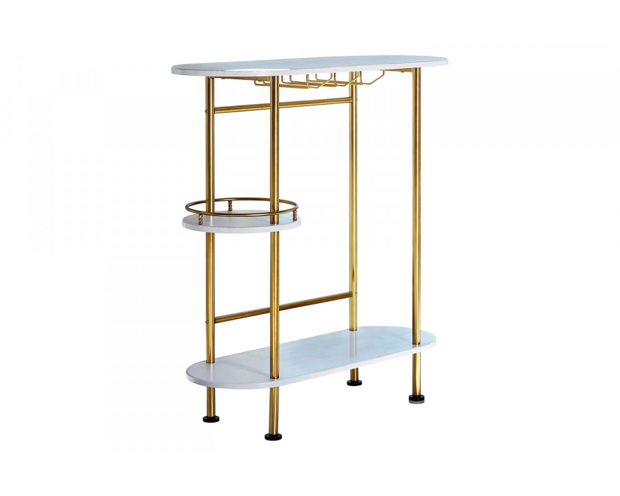 Coaster 3-Tier Bar Unit - Matte Brass/White Oak