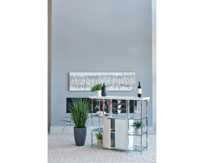 Coaster - 2-Door Bar Cabinet With Glass Shelf in High Glossy White/Chrome