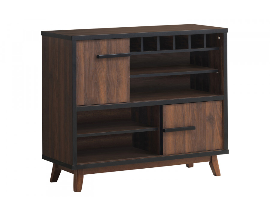 Coaster - Wine Cabinet With 2 Sliding Doors in Walnut/Black