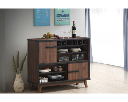 Coaster - Wine Cabinet With 2 Sliding Doors in Walnut/Black