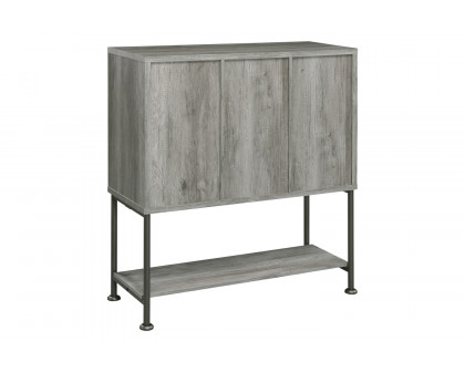 Coaster - Sliding Door Bar Cabinet With Lower Shelf in Gray Driftwood