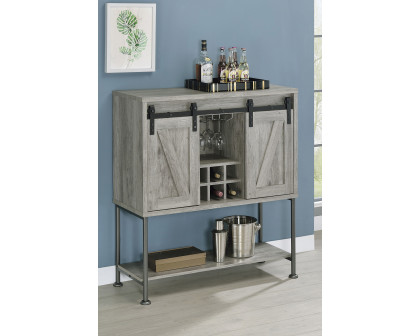 Coaster - Sliding Door Bar Cabinet With Lower Shelf in Gray Driftwood