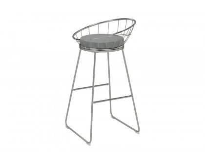 Coaster Padded Seat Bar Stools (Set Of 2) - Gray/Satin Nickel