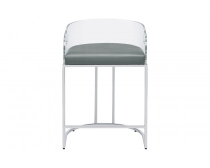 Coaster - Acrylic Back Counter Height Stools (Set Of 2) in Gray/Chrome