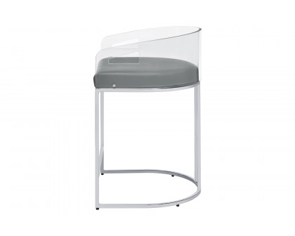 Coaster - Acrylic Back Counter Height Stools (Set Of 2) in Gray/Chrome