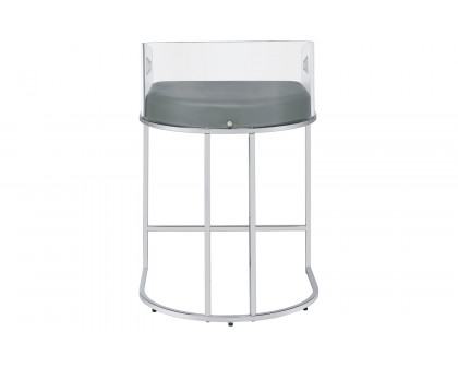 Coaster - Acrylic Back Counter Height Stools (Set Of 2) in Gray/Chrome