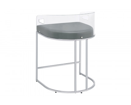 Coaster - Acrylic Back Counter Height Stools (Set Of 2) in Gray/Chrome