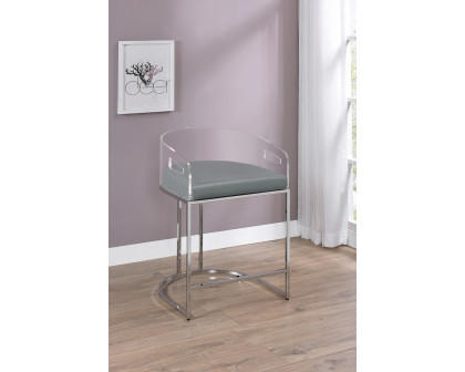 Coaster - Acrylic Back Counter Height Stools (Set Of 2) in Gray/Chrome