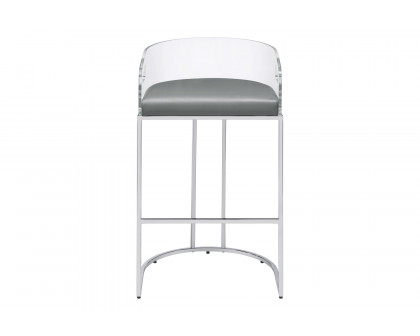 Coaster - Acrylic Back Bar Stools (Set Of 2) in Gray/Chrome