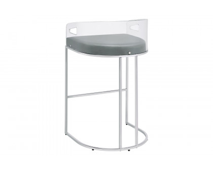 Coaster - Acrylic Back Bar Stools (Set Of 2) in Gray/Chrome