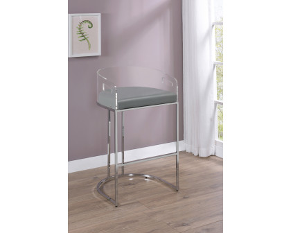 Coaster - Acrylic Back Bar Stools (Set Of 2) in Gray/Chrome