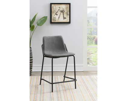 Coaster - Solid Back Upholstered Counter Height Stools (Set Of 2) in Gray/Black