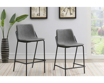 Coaster - Solid Back Upholstered Counter Height Stools (Set Of 2) in Gray/Black