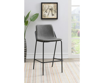 Coaster - Solid Back Upholstered Bar Stools (Set Of 2) in Gray/Black