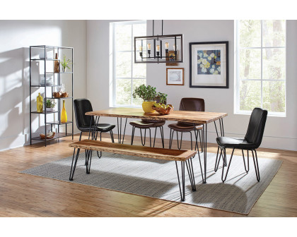 Coaster - Sherman Rectangular Dining Table in Natural Acacia/Matte Black