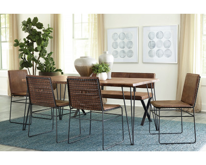 Coaster - Sherman Rectangular Dining Table in Natural Acacia/Matte Black