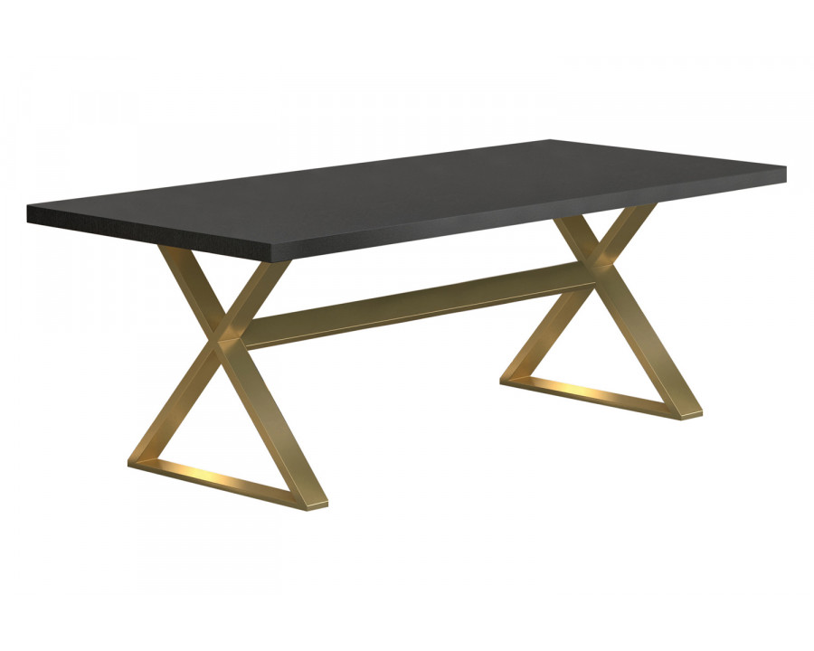 Coaster - Conway X-Trestle Base Dining Table in Dark Walnut/Aged Gold