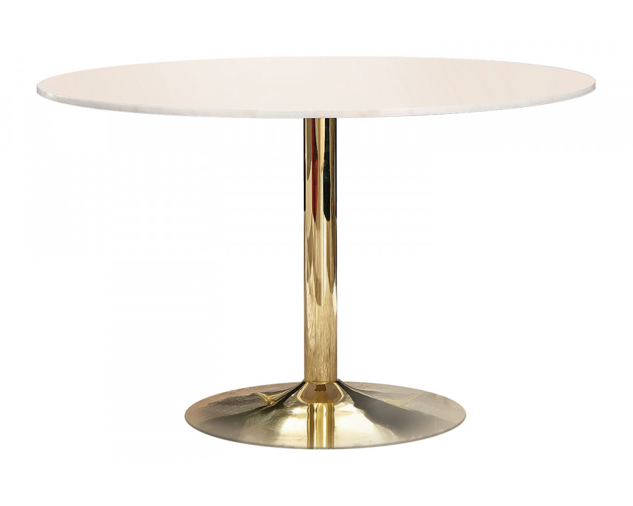 Coaster - Kella Round Dining Table in Natural Marble/Gold