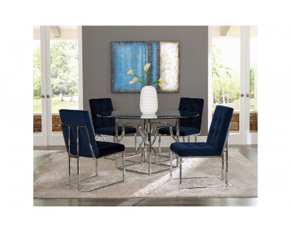 Coaster - Upholstered Dining Chairs (Set Of 2) in Ink Blue/Chrome