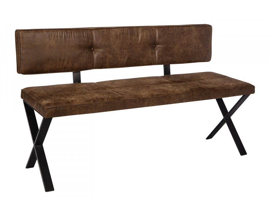 Coaster - Sherman Upholstered Dining Bench in Antique Brown/Matte Black