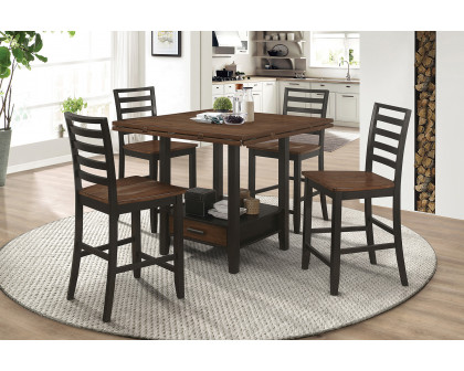 Coaster - Sanford Round Counter Height Table With Drop Leaf in Cinnamon/Espresso