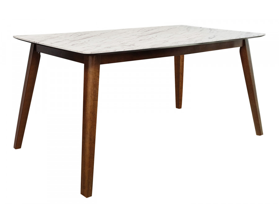 Coaster - Everett Faux Marble Top Dining Table in Natural Walnut/White