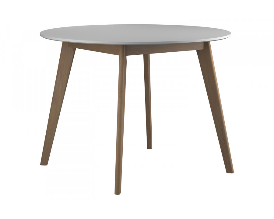 Coaster - Breckenridge Round Dining Table in Matte White/Natural Oak