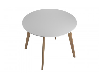 Coaster - Breckenridge Round Dining Table in Matte White/Natural Oak