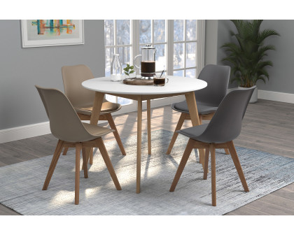 Coaster - Breckenridge Round Dining Table in Matte White/Natural Oak