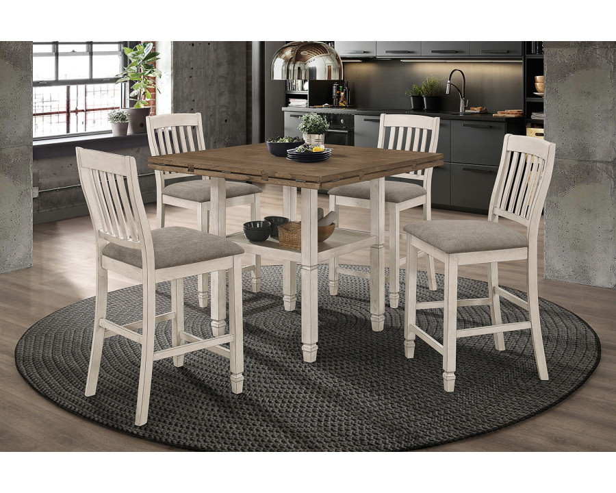 Coaster - Sarasota 5-Piece Round Counter Dining Set in Nutmeg/Rustic Cream