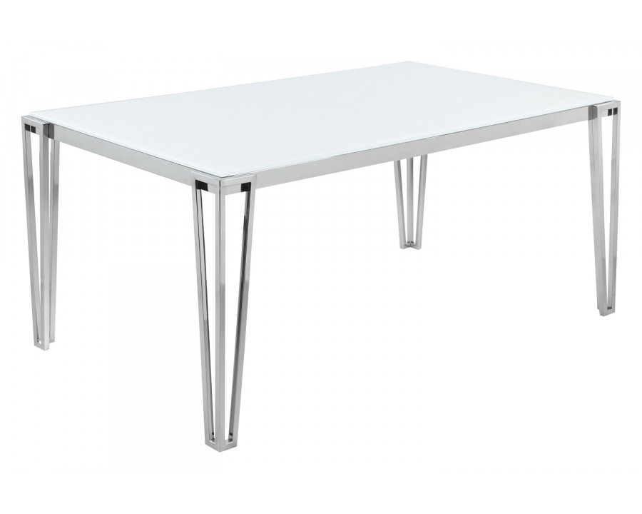 Coaster - Pauline Rectangular Dining Table With Metal Leg in White/Chrome