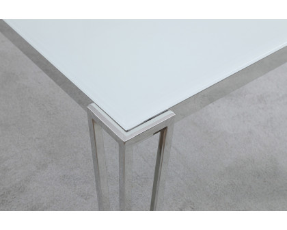 Coaster - Pauline Rectangular Dining Table With Metal Leg in White/Chrome